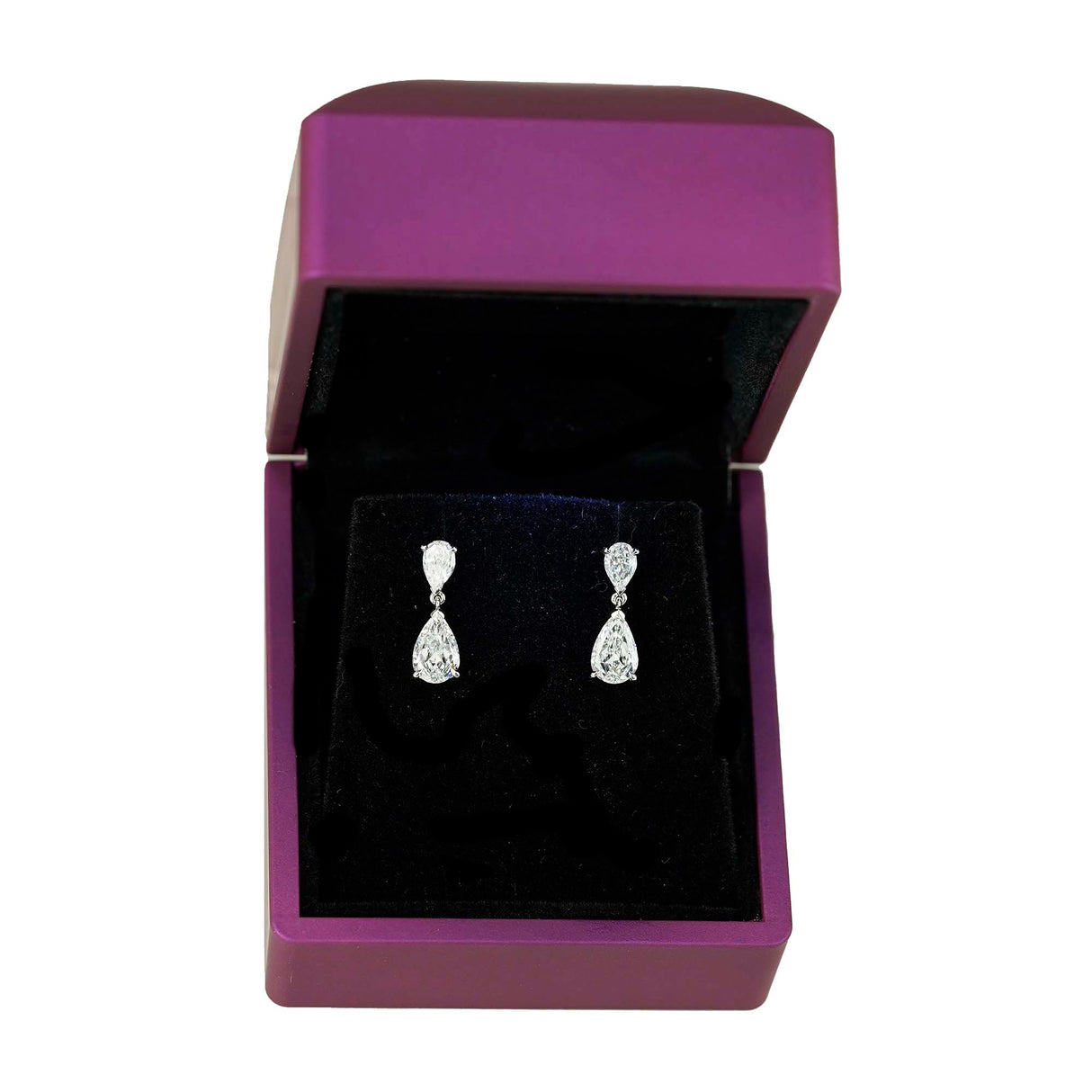 1.5 CT Diamond Dangle Earrings, Pear Shape Lab Created Diamonds,