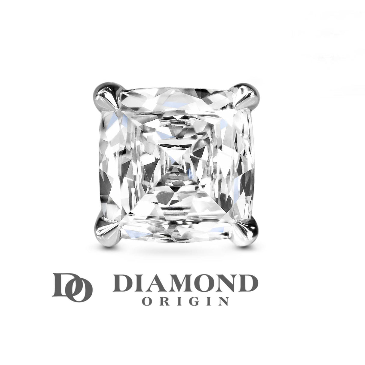 Diamond Cushion Shape Stud Earrings, 0.5 ct Diamond Earrings, Lab Created Round Diamonds, Diamond: 3.5 mm,