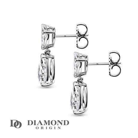 1.5 CT Diamond Dangle Earrings, Pear Shape Lab Created Diamonds,