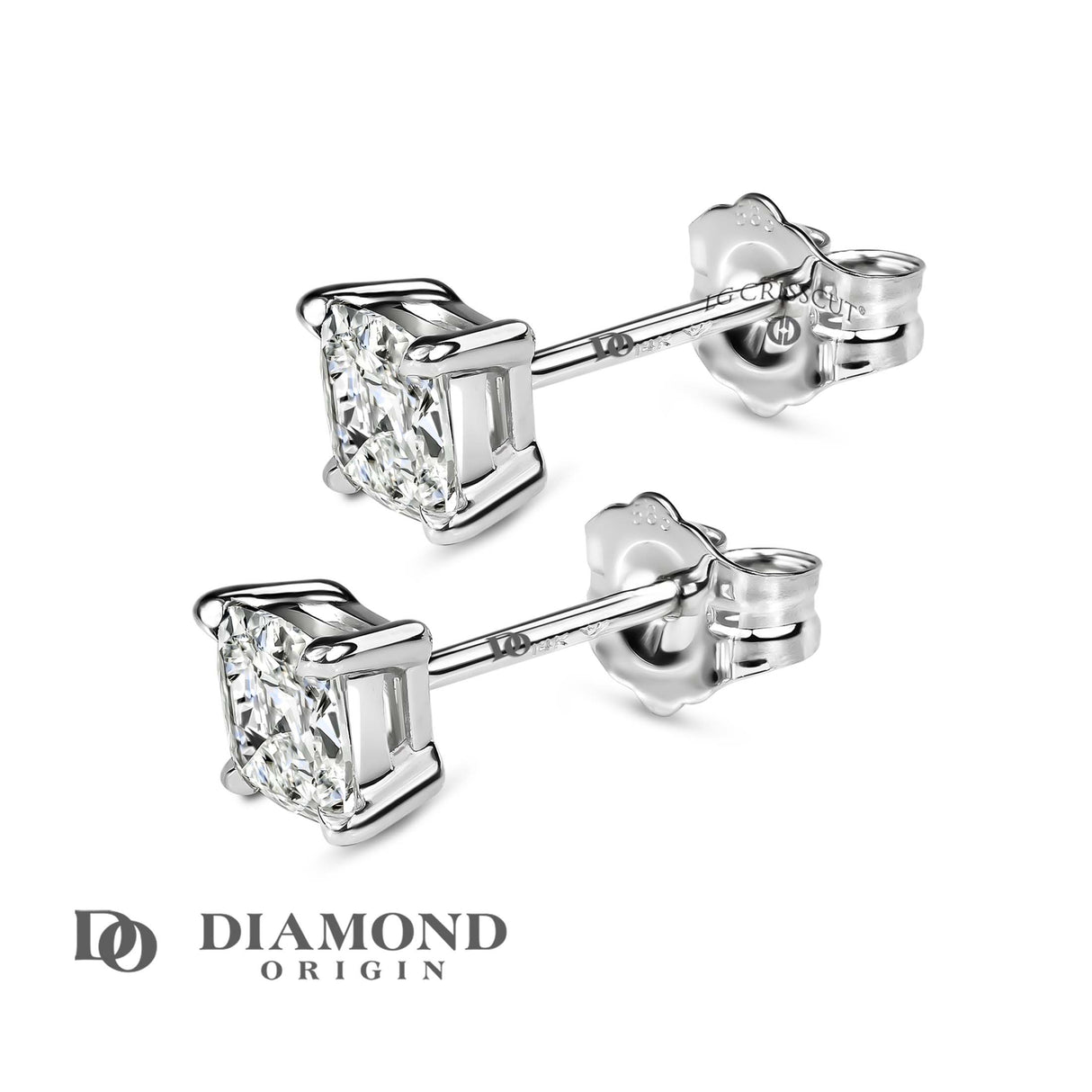 Diamond Cushion Shape Stud Earrings, 0.5 ct Diamond Earrings, Lab Created Round Diamonds, Diamond: 3.5 mm,