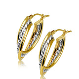 14K Solid Gold Triple Twisted Hoop Earrings, 24mm*4.5mm