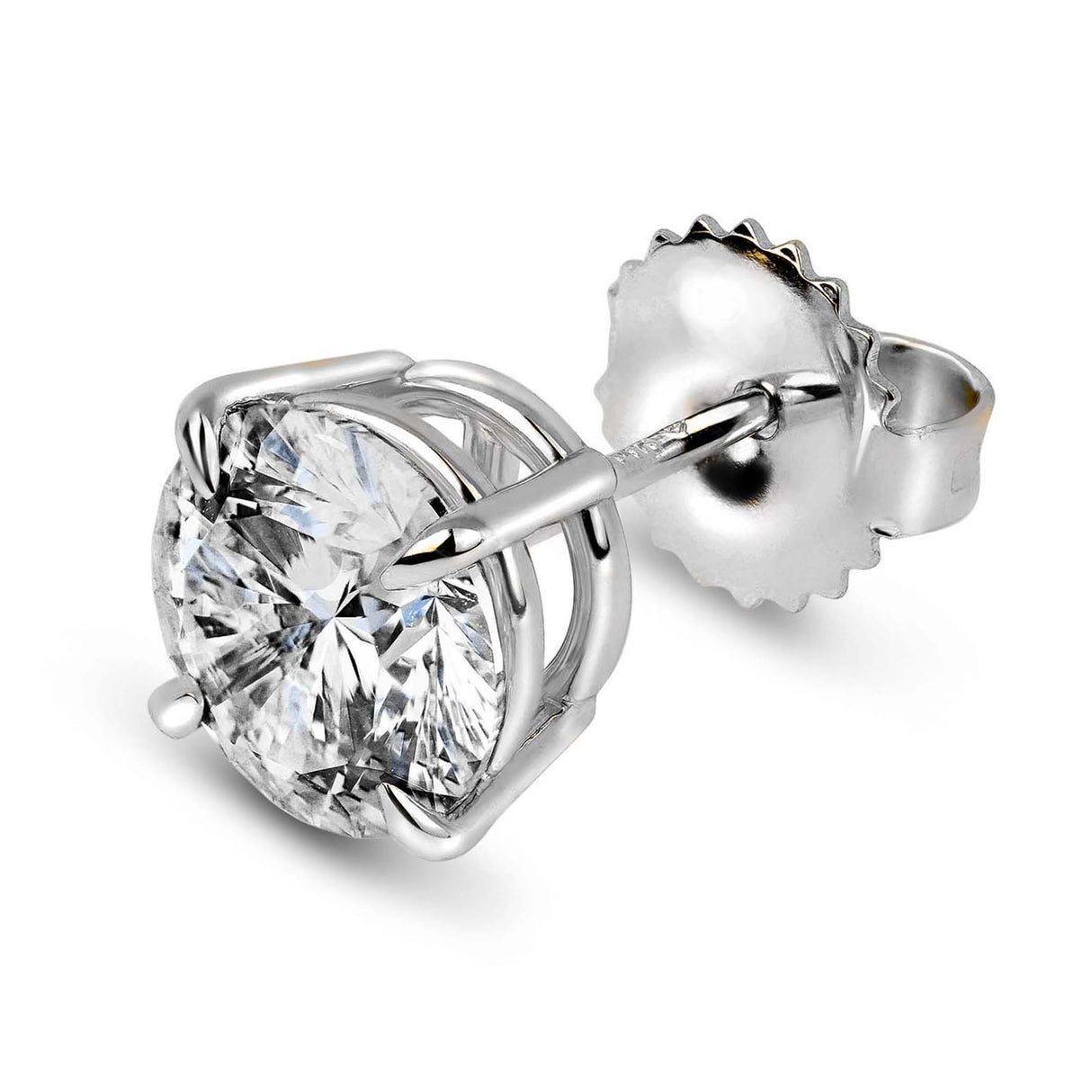 1 CT Men's Diamond Round Shape Stud Earring, 1 CT Diamond Earring, Lab Created Round Diamond, 6.5 mm diameter for Men