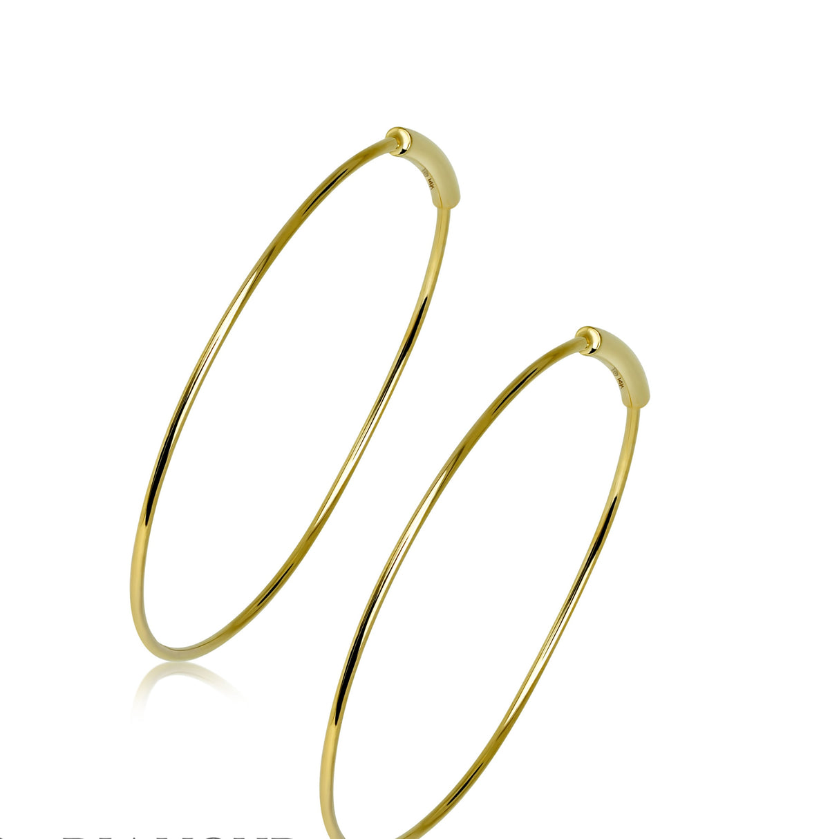 14K Solid Gold 25mm Endless Wire Hoop Earrings