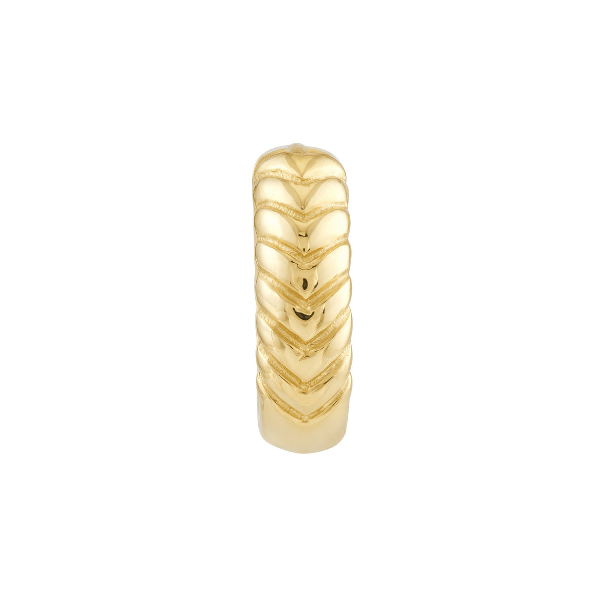 Crafted to perfection in resplendent 14K solid gold, these hoops radiate an enduring luminescence that's synonymous with elegance. The unique chevron twist adds a layer of depth and intrigue, making these more than just earrings