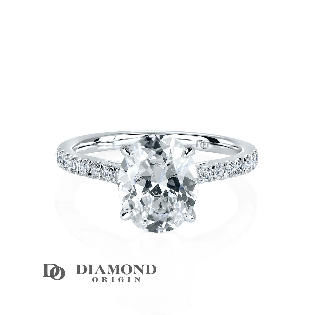  Diamond Oval Solitaire Ring brings a timeless beauty to any look. The Central Stone is 2Ct, with diamond side accents for added sparkle, diamond ring, diamond rings, lab created diamond, lab crated diamonds, 2 ct diamond, lab grown diamonds