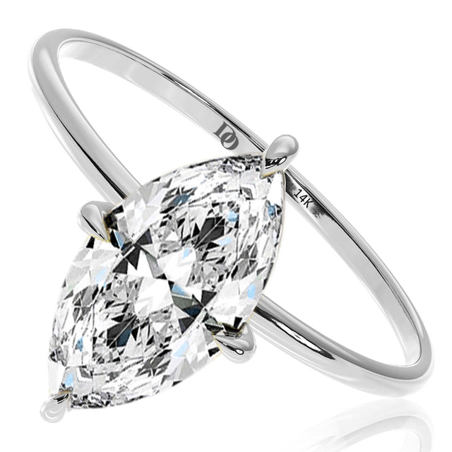 2 Ct Diamond Ring 14K Gold Marquise Shape Lab Grown Diamond Solitaire Engagement Ring, diamond origin, lab created diamond, made in usa, diamond jewelry new york, brandad jewelry,