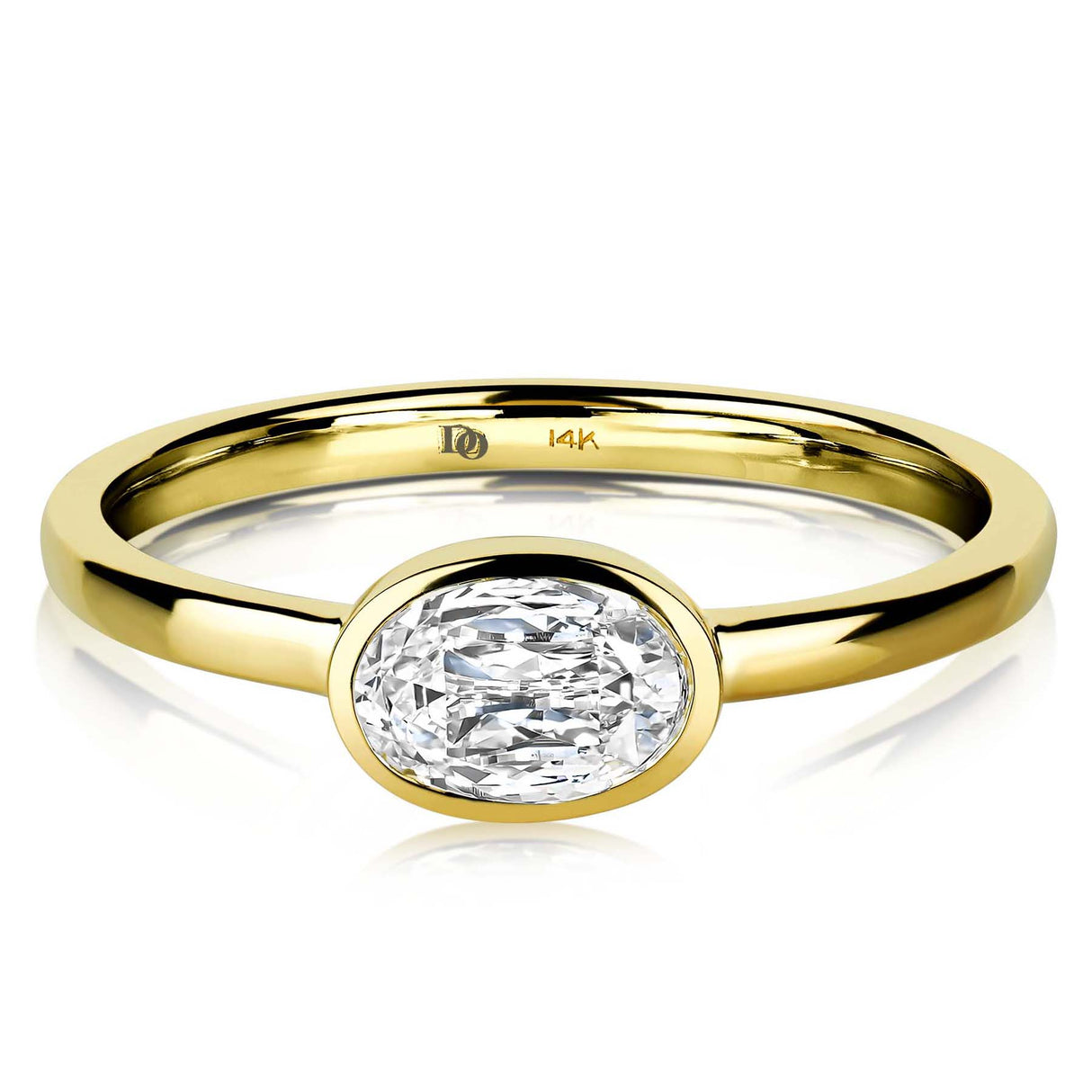 Diamond Ring, IGI Certified 0.5 Carat Oval Diamond Bezel Setting, Solitaire Ring,