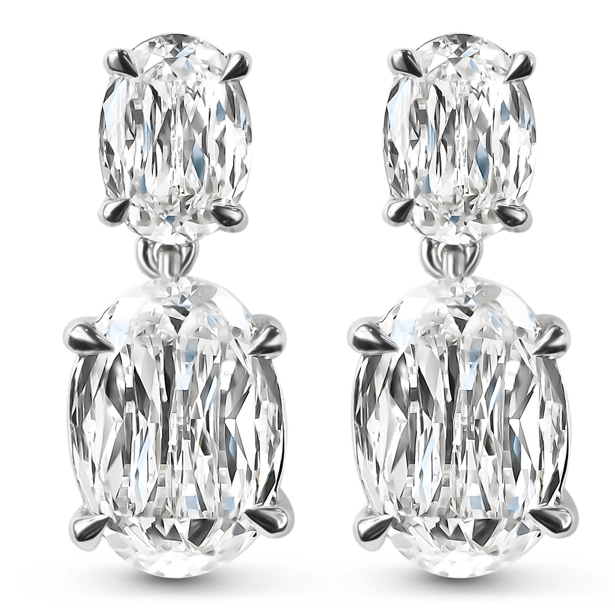 3 Ct Diamond Dangle Earrings - IGI Cerified 3 CTTW Lab Created Oval Diamond Earrings