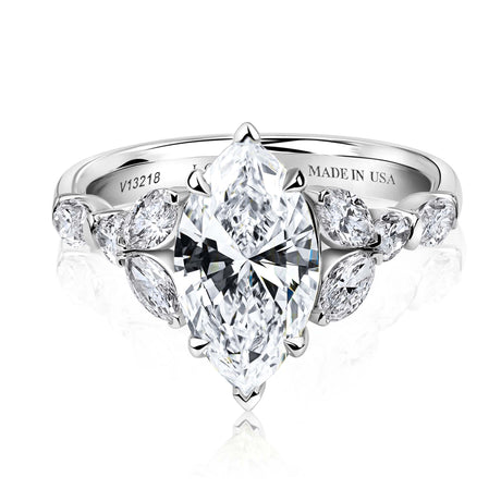 2.80 Ct Diamond Engagement Marquise Lab Grown Ring IGI Certificate 14K Fine Gold diamond origin jemes allen tiffany dolce  brilliant blue
