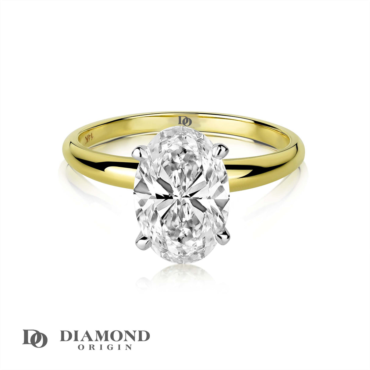 IGI Certified 2 Carat Diamond Solitaire Engagement Ring, Lab-Grown Oval Diamond  2 ct Weight, Oval Shape,