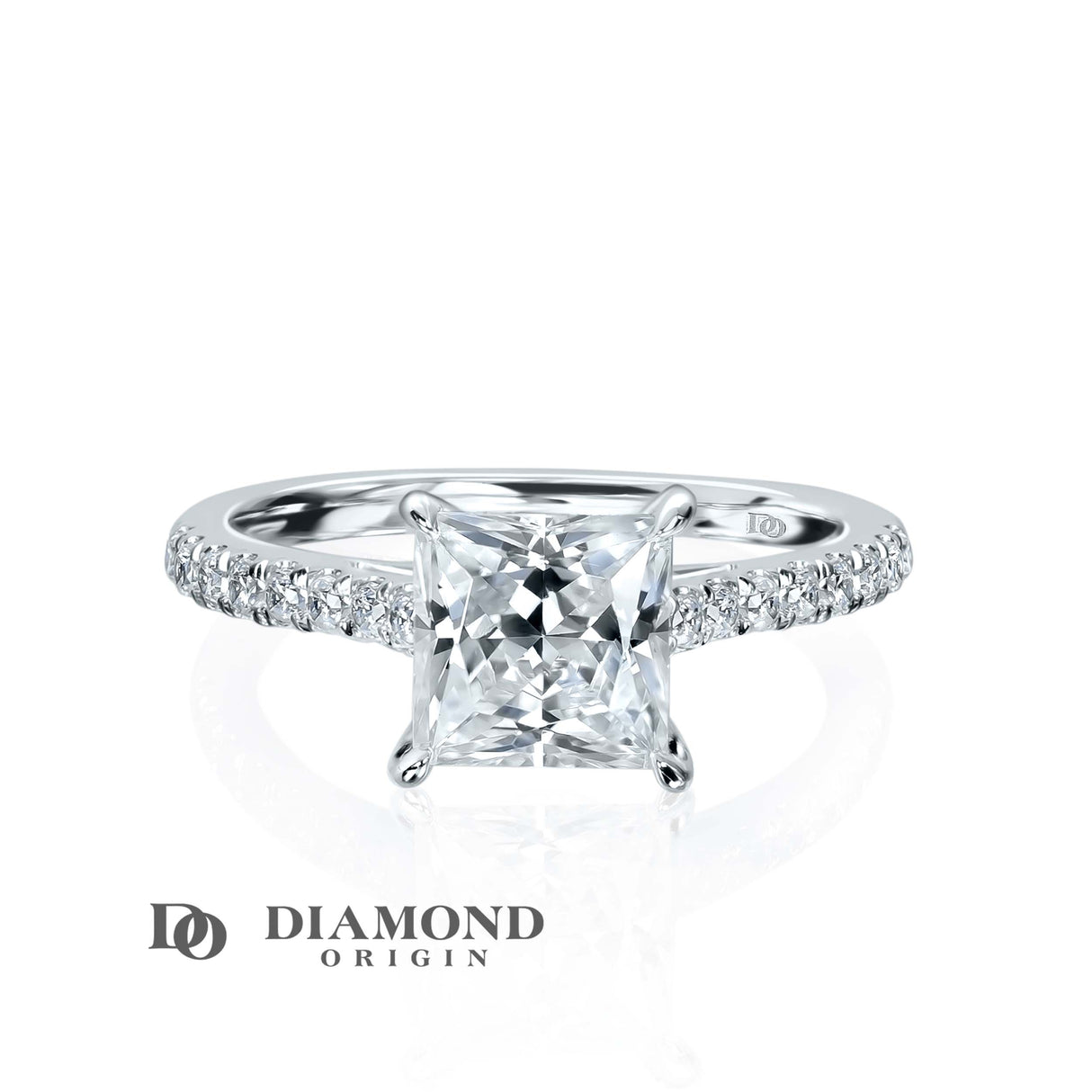 Diamond Ring, 2 ct. Diamond Solitaire Engagement Ring, Princess Shape 2 ct., Lab-Grown Diamond 2 ct. Weight Diamond Ring, - Diamond Origin, lab created diamonds, lab grown diamonds, lab created diamond, diamond ring, diamond rings,