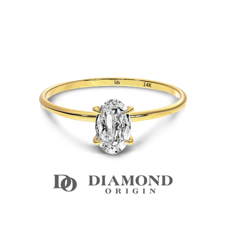 1 Ct Oval Lab Grown Diamond Solitaire Ring, 14K Fine Gold Ring, IGI Certificate