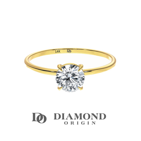 1/2 Ct Diamond Ring, IGI Certificate, 0.5 ct Round Lab Grown Diamond Solitaire Ring, Diameter: 5.2 mm