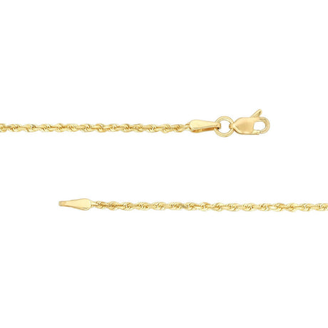 10K Gold Chain, 16", 1.8mm D/C Rope Chain with Lobster Lock, Gold Layered Chain, Gold Layered Necklaces, - Diamond Origin