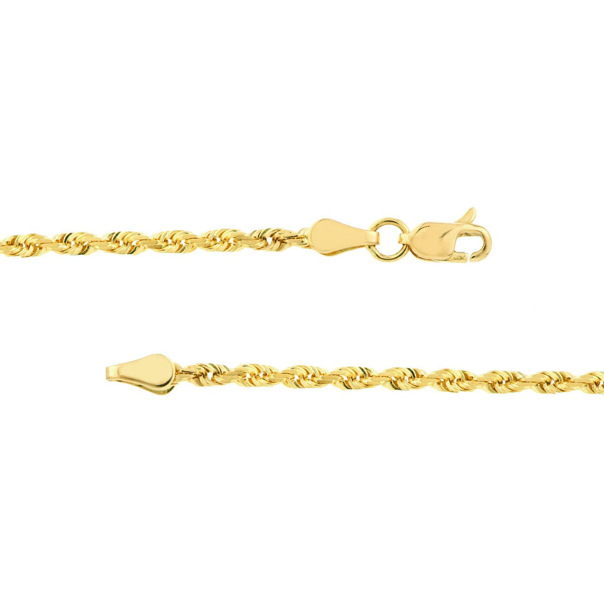 10K Gold Chain, 20", 2.3mm D/C Rope Chain with Lobster Lock, Gold Layered Chain, Gold Necklace, - Diamond Origin