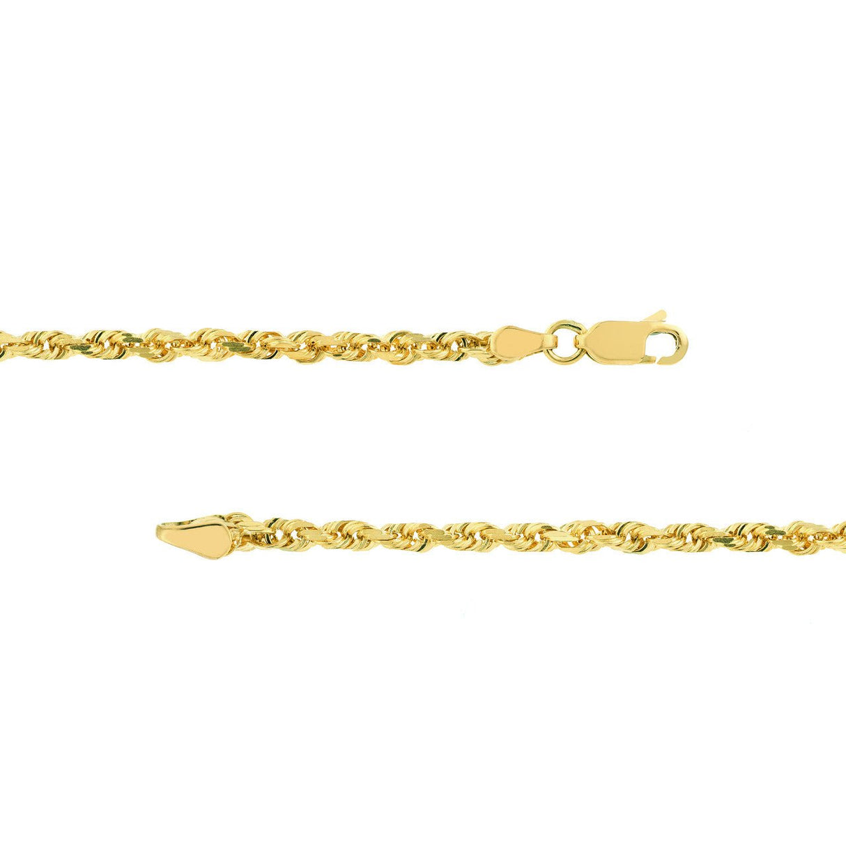 10K Gold Chain, 20", 3mm D/C Rope Chain with Lobster Lock, Gold Layered Chain, Gold Layered Necklaces, 2023 - Diamond Origin