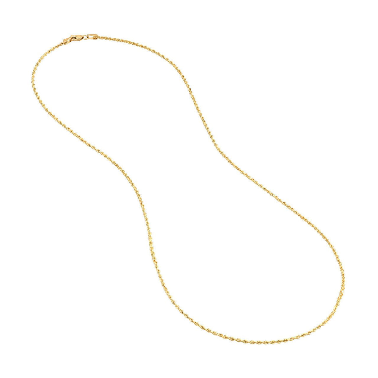 10K Gold Chain, 22", 1.8mm D/C Rope Chain with Lobster Lock, Gold Layered Chain, Gold Layered Necklaces, - Diamond Origin