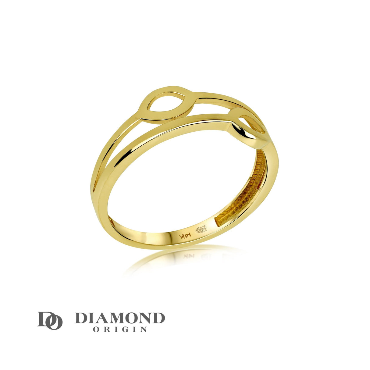 14 Gold Double Marquise Ring, 14K Gold, Gold Stackable Ring, Gold Ring, - Diamond Origin