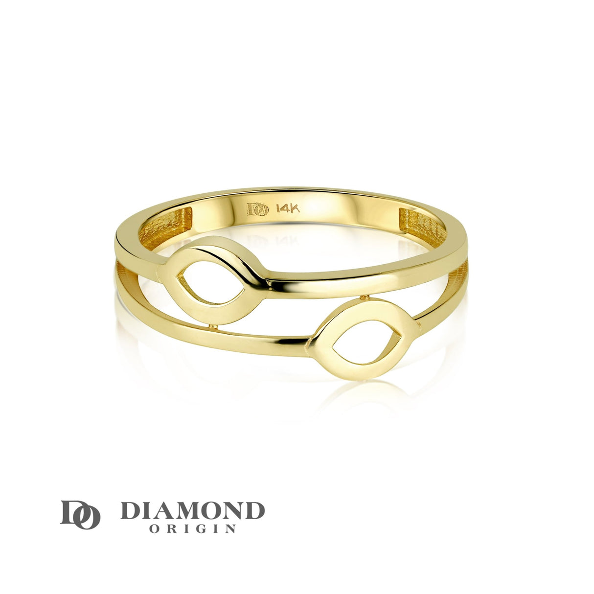 14 Gold Double Marquise Ring, 14K Gold, Gold Stackable Ring, Gold Ring, - Diamond Origin