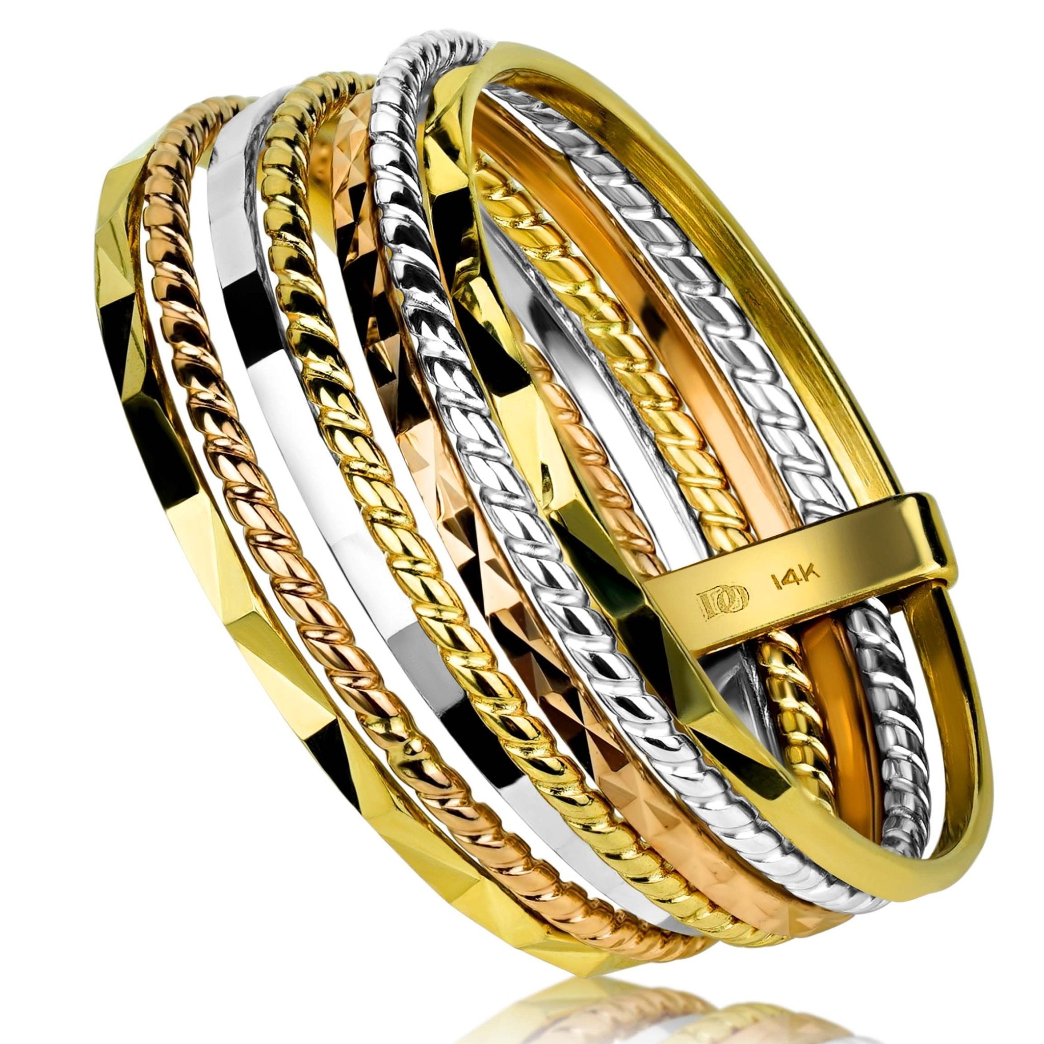Catholic Tricolor 7 Day Jewelry Gold Filled Religious Gold Bangles Bracelet  with Charms Semanario Bracelets Mexican