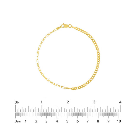 14K Gold Bracelet, 50/50 Gold Paper Clip and Curb Chain Bracelet , Gold Chain Bracelets, 2023 - Diamond Origin
