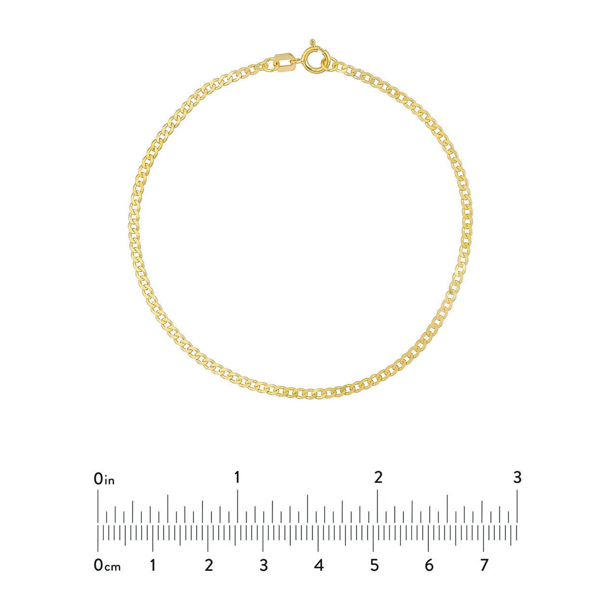 14K Gold Bracelet, 7.5", 1.95mm Open Curb Chain with Spring Ring, Gold Chain Bracelets, - Diamond Origin