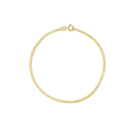 14K Gold Bracelet, 7.5", 1.95mm Open Curb Chain with Spring Ring, Gold Chain Bracelets, - Diamond Origin