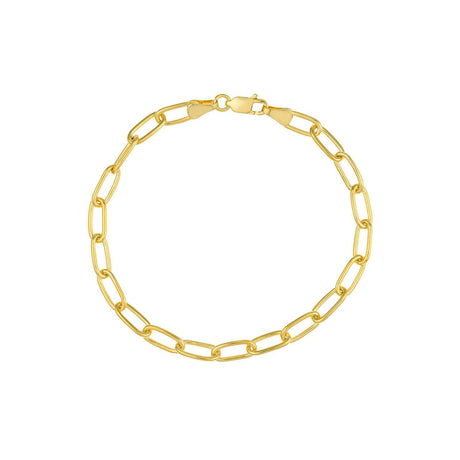 14K Gold Bracelet, 7.5", 5mm Paper Clip Chain with Lobster Lock, Gold Chain, Gold Chain Bracelets, - Diamond Origin