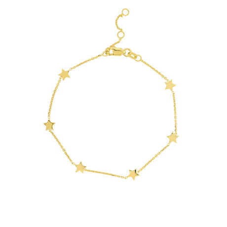14K Gold Bracelet Adjustable 6 Star Stations, Gold Bracelets, - Diamond Origin