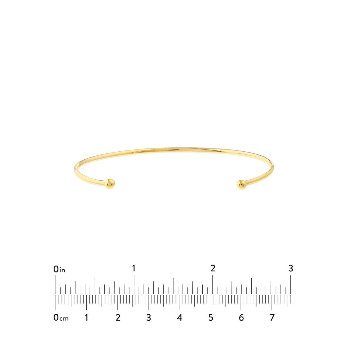 14K Gold Bracelet Cuff Bangle with Beaded Ends, Gold Bracelets, - Diamond Origin