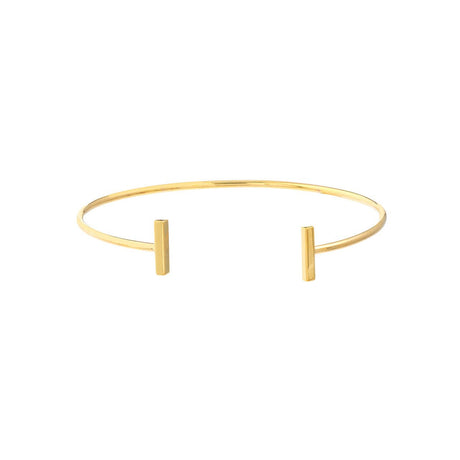 14K Gold Bracelet Staple Bar Cuff Bangle, Gold Bracelets, - Diamond Origin