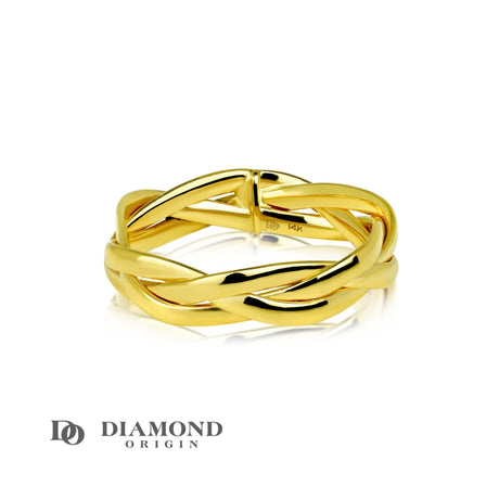 14K Gold Braided Ring, 14K, Gold Stackable Ring, Gold Ring, - Diamond Origin