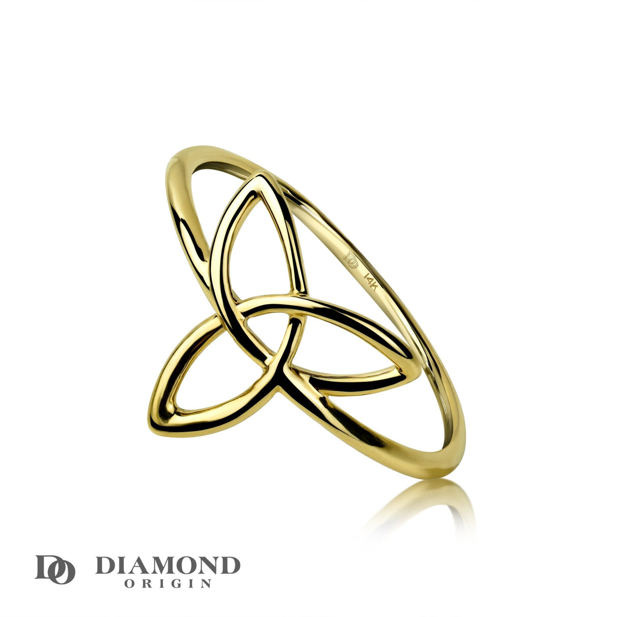 14K Gold Celtic Ring, Gold Statement Ring, Gold Ring, - Diamond Origin