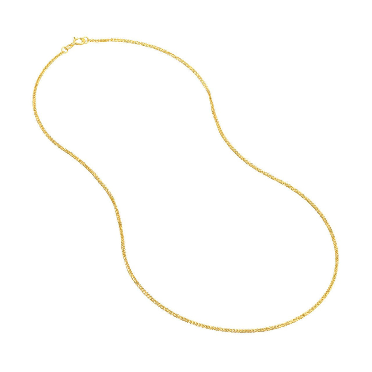 14K Gold Chain, 16", 1.50mm Square Wheat Chain with Spring Ring, Gold Layered Chain, Gold Necklaces, Choker, - Diamond Origin
