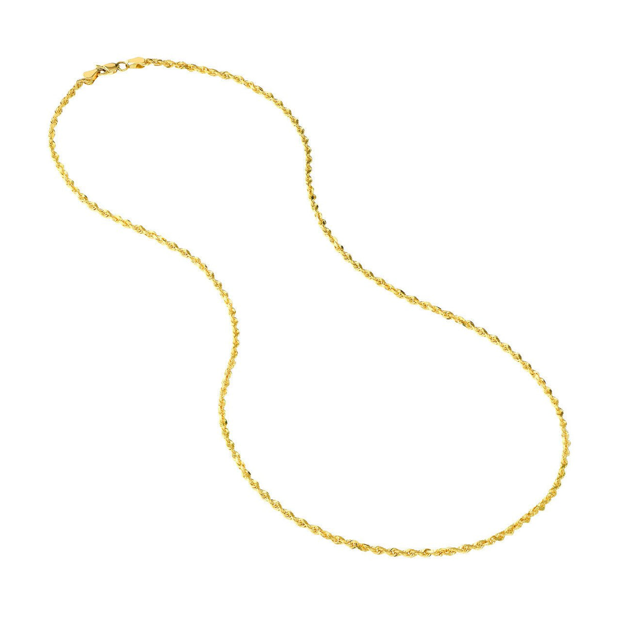 14K Gold Chain, 16", 2.15mm D/C Rope Chain with Lobster Lock, Gold Layered Chain, Gold Chain Necklace, - Diamond Origin