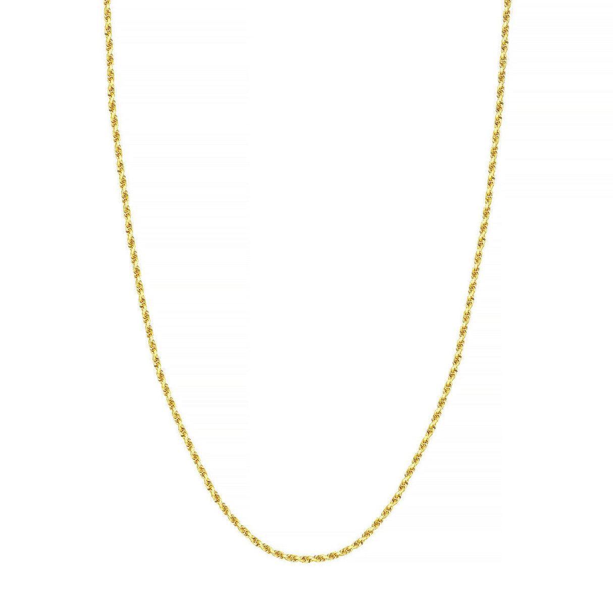 14K Gold Chain, 16", 2.15mm D/C Rope Chain with Lobster Lock, Gold Layered Chain, Gold Chain Necklace, - Diamond Origin