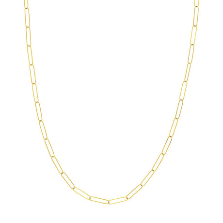 14K Gold Chain, 16", 3.6mm Paper Clip Chain with Pear Lock, Gold Layered Chain, Gold Necklaces, Choker, - Diamond Origin