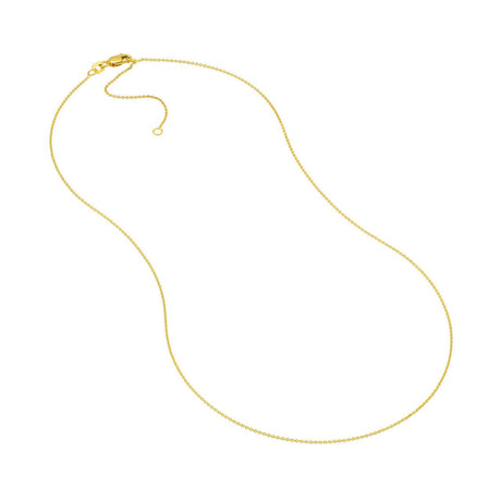 14K Gold Chain, 18", 0.9mm Adjustable Cable Chain with Lobster Lock, Gold Layered Chain, Gold Necklaces, - Diamond Origin