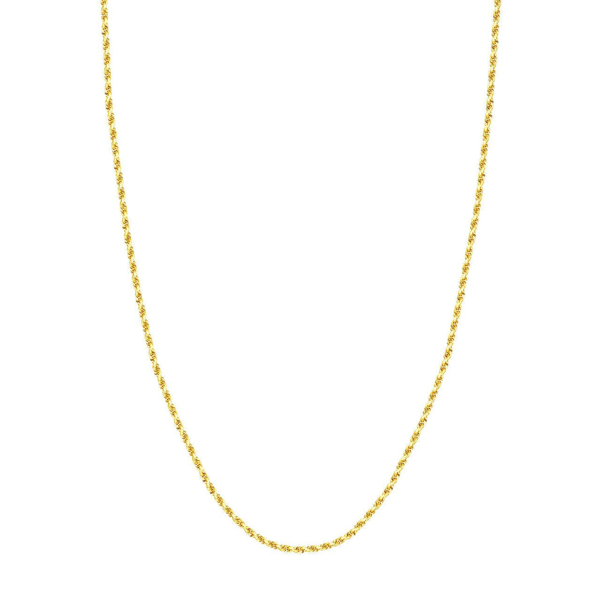 14K Gold Chain, 18", 2.3mm D/C Rope Chain with Lobster Lock, Gold Layered Chain, Gold Necklace, - Diamond Origin