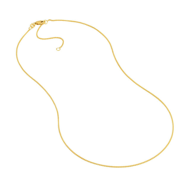 14K Gold Chain, 18",1.05mm Adjustable Wheat Chain with Lobster Lock, Gold Layered Chain, Gold Layered Necklaces, - Diamond Origin