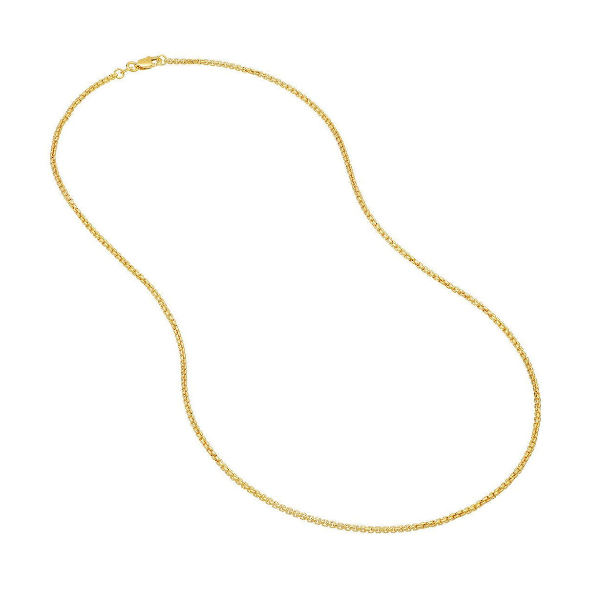 14K Gold Chain, 20", 1.75mm Solid Round Box Chain with Lobster Lock, Gold Layered Chain, Gold Chine Necklace, - Diamond Origin