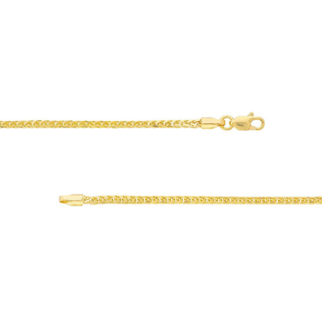 14K Gold Chain, 20", 2.25mm Square Wheat Chain with Lobster Lock, Gold layered Chain, Gold Necklaces, - Diamond Origin