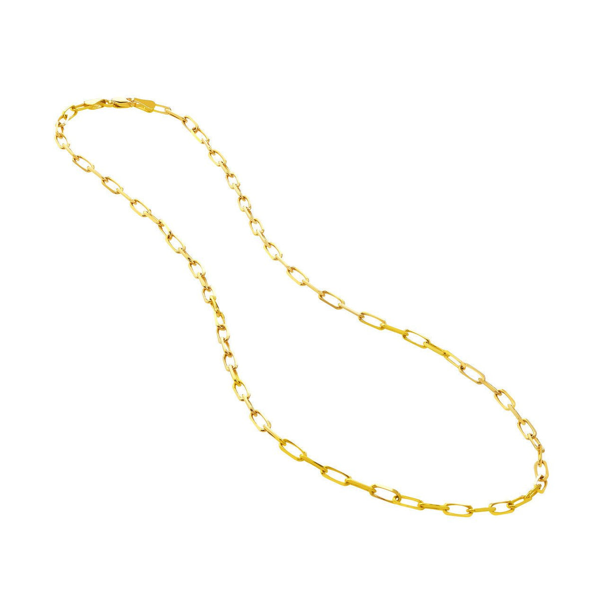 14K Gold Chain, 20", 4mm Paper Clip Chain with Lobster Lock, Gold Layered Chains, Gold Necklaces, - Diamond Origin