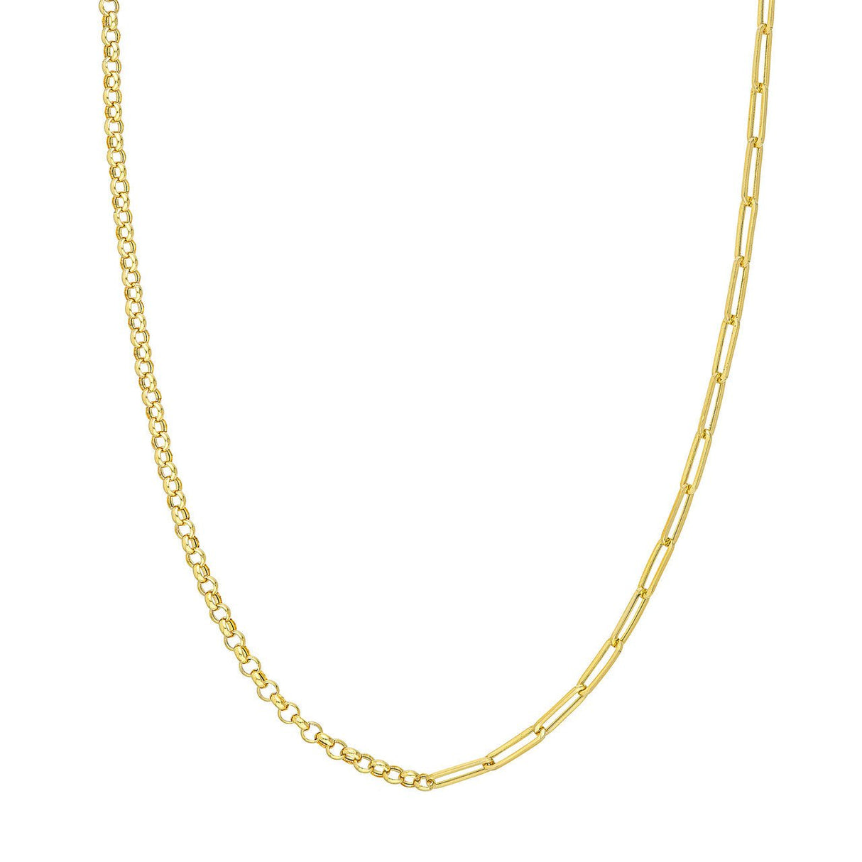 14K Gold Chain, 20", 50/50 Paper Clip + Rolo Chain with Lobster Lock, Gold Layered Chain, Gold Layered necklaces, - Diamond Origin
