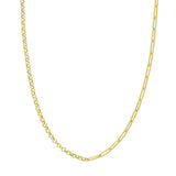 14K Gold Chain, 20", 50/50 Paper Clip + Rolo Chain with Lobster Lock, Gold Layered Chain, Gold Layered necklaces, - Diamond Origin