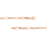 14K Gold Chain, 20", Hollow Paper Clip Chain with Pear Lock, 3,8mm, Gold Layered Chain, Gold Layered Necklaces, - Diamond Origin
