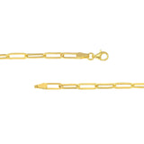 14K Gold Chain, 20", Hollow Paper Clip Chain with Pear Lock, 3,8mm, Gold Layered Chain, Gold Layered Necklaces, - Diamond Origin
