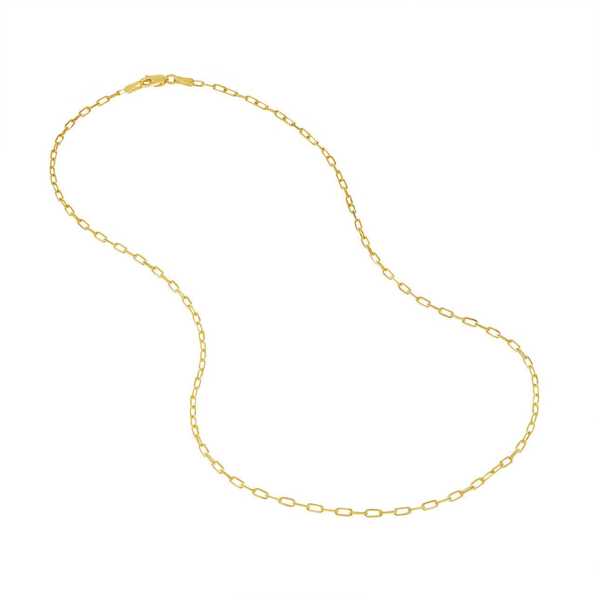 14K Gold Chain, 22", 1.95mm D/C Paper Clip Chain with Lobster Lock, Gold Layered Chains, Gold Chain Necklace, - Diamond Origin