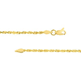 14K Gold Chain, 24", 2.15mm D/C Rope Chain with Lobster Lock, Gold Layered Chain, Gold Chain Necklace, - Diamond Origin
