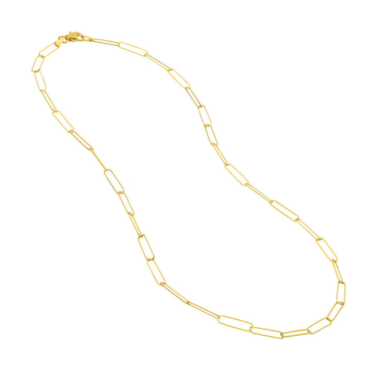14K Gold Chain, 24", 3.6mm Paper Clip Chain with Pear Lock, Gold Layered Chain, Gold Necklaces, Choker, - Diamond Origin